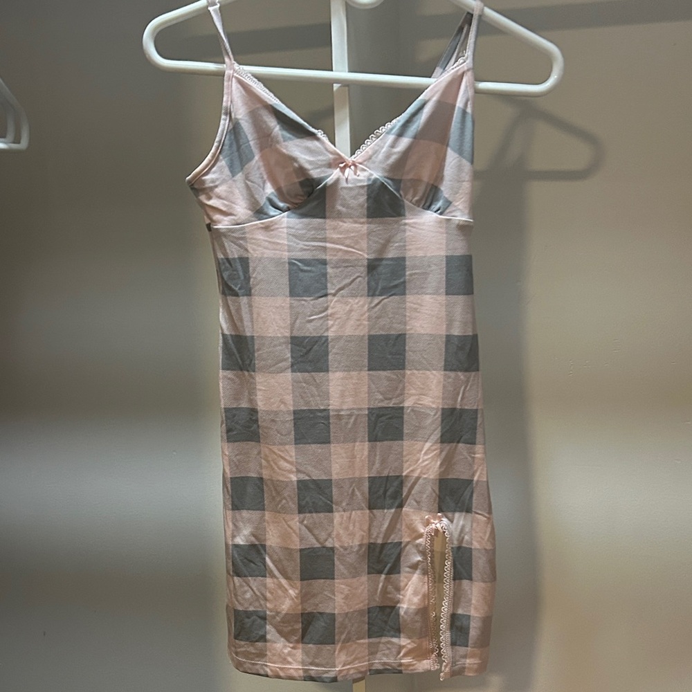 La Vie En Rose Pink and Gray Check Chemise